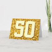 Glitz "Gold" '50' 'Happy Anniversary' Karte (Vorderseite)