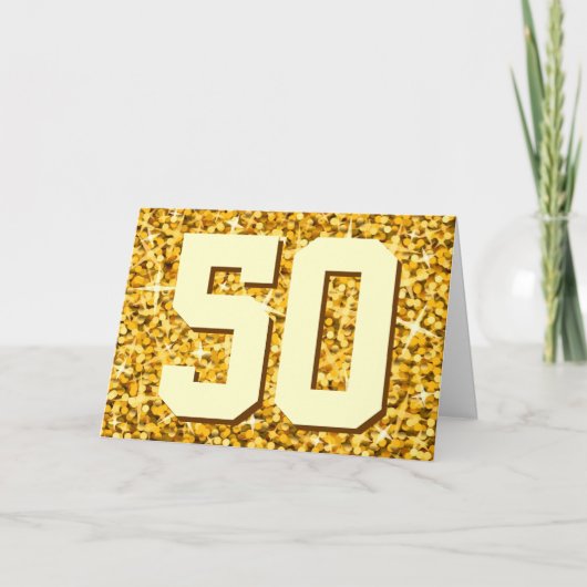 Glitz "Gold" '50' 'Happy Anniversary' Karte (Vorderseite)