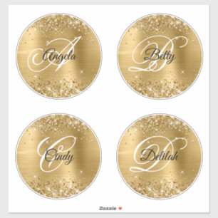 Glitz Gold 6" Kreise Fancy Monogramm Aufkleber