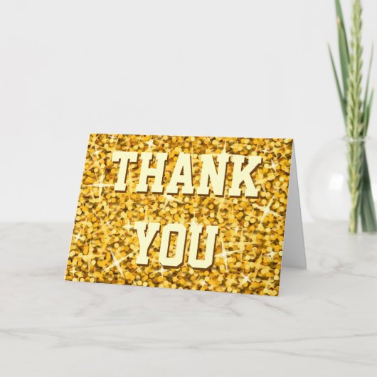 Glitz "Gold" 'Danke' 'Dein Text'-Karte Dankeskarte (Vorderseite)