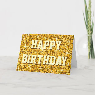 Glitz "Gold" "Happy Birthday"-Kartenvordertext Karte