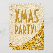 Glitz "Gold"-Kurve "Xmas Party!" Einladung (Vorne/Hinten)