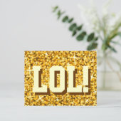 Glitz "Gold" 'LOL!' Postkarte (Stehend Vorderseite)