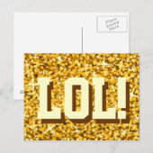 Glitz "Gold" 'LOL!' Postkarte (Vorne/Hinten)