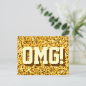 Glitz "Gold" 'OMG' Postkarte (Stehend Vorderseite)