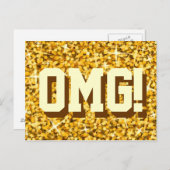 Glitz "Gold" 'OMG' Postkarte (Vorne/Hinten)