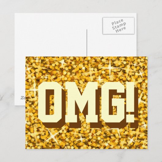 Glitz "Gold" 'OMG' Postkarte (Vorne/Hinten)