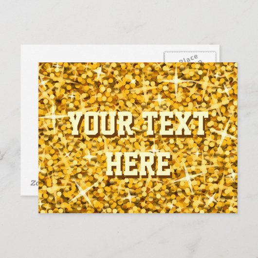 Glitz "Gold" Postkarte "Dein Text" (Vorne/Hinten)