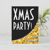 Glitz "Gold" schwarze Kurve Xmas Party! Einladung (Stehend Vorderseite)