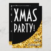 Glitz "Gold" schwarze Kurve Xmas Party! Einladung (Vorne/Hinten)