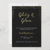 Glitz Golden Glitzer Bachelorette Einladung (Vorderseite)