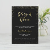 Glitz Golden Glitzer Bachelorette Einladung (Stehend Vorderseite)