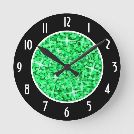 Glitz Green Black 'Numbers' Uhr rund (Vorderseite)