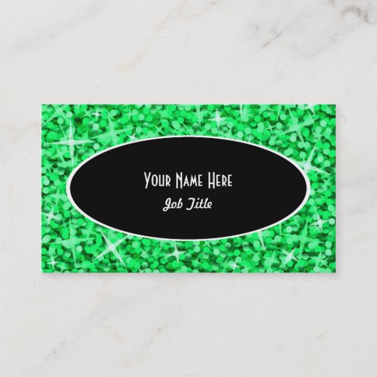 Glitz Green Black Oval Visitenkartenvorlage Visitenkarte (Vorderseite)