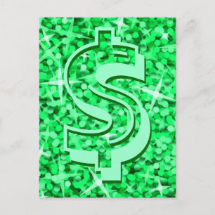 Glitz Green Dollar Postkarte