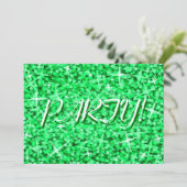 Glitz Green 'Party!' Einladung St Patrick's Day (Stehend Vorderseite)