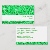 Glitz Green White Strip Visitenkartenvorlage Visitenkarte (Vorne/Hinten)