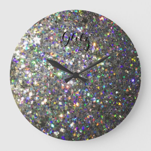 Glitz Hologram Glitzer Wall Clock! Große Wanduhr (Vorderseite)