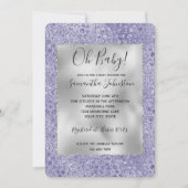 Glitz Leopard, Lila Glitzer Einladung (Vorderseite)