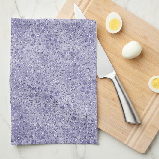 Glitz Leopard, Lila Glitzer Geschirrtuch (Viertel Falte)