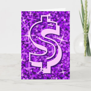 Glitz Lila dollar "$" "Your Text" Grüße karte
