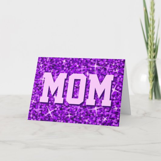 Glitz Lila 'MAMA' 'Tag der glücklichen Mutter' Karte (Vorderseite)