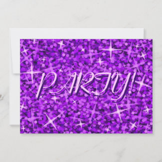 Glitz Lila "Party"-Einladung lila Text Einladung