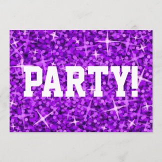 Glitz Lila "Party" weißer Einladungstext Einladung