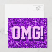 Glitz Lila Postkarte 'OMG' (Vorne/Hinten)