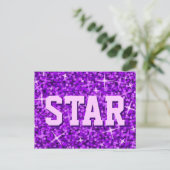 Glitz Lila Postkarte "STAR" (Stehend Vorderseite)