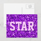 Glitz Lila Postkarte "STAR" (Vorne/Hinten)