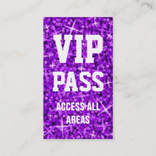 Glitz Lila "VIP PASS"-Visitenkarte Visitenkarte (Vorderseite)