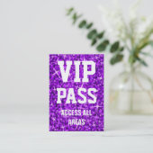 Glitz Lila "VIP PASS" Visitenkartenverkubby Visitenkarte (Stehend Vorderseite)