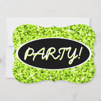 Glitz Limon "Party" schwarze ovale Klammer Einladung