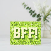 Glitz Limone "BESTE FREUNDIN" Postkarte (Stehend Vorderseite)
