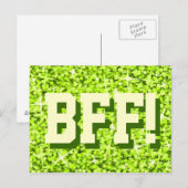 Glitz Limone "BESTE FREUNDIN" Postkarte (Vorne/Hinten)