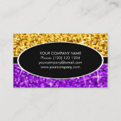Glitz Mischungs-"Gold" lila schwarze ovale Visitenkarte (Rückseite)