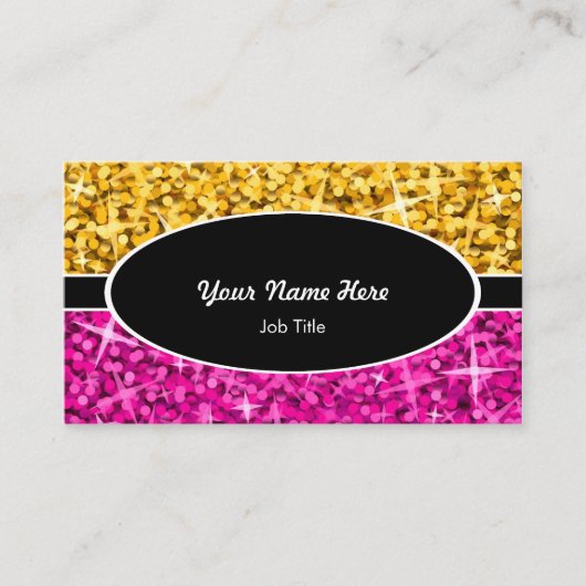 Glitz-Mischungs-"Gold" rosa schwarze ovale Visitenkarte (Vorderseite)