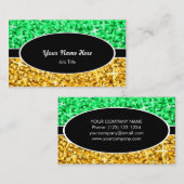 Glitz-Mischungs-Grün-"Gold" schwarze ovale Visitenkarte (Vorne/Hinten)