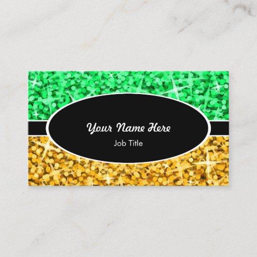 Glitz-Mischungs-Grün-"Gold" schwarze ovale Visitenkarte (Vorderseite)