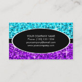 Glitz Mix Blue Lila schwarz ovale Visitenkarte (Rückseite)