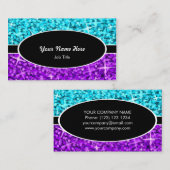 Glitz Mix Blue Lila schwarz ovale Visitenkarte (Vorne/Hinten)