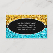 Glitz Mix "Gold" Blue Black Oval Visitenkarte (Rückseite)