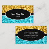 Glitz Mix "Gold" Blue Black Oval Visitenkarte (Vorne/Hinten)