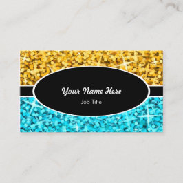 Glitz Mix "Gold" Blue Black Oval Visitenkarte