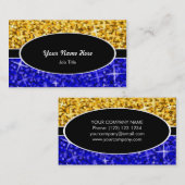 Glitz Mix "Gold" Dunkelblau schwarzes ovales Gesch Visitenkarte (Vorne/Hinten)
