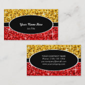 Glitz Mix "Gold" Red Black Oval Visitenkarte (Vorne/Hinten)