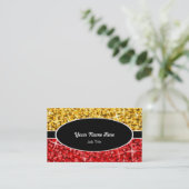 Glitz Mix "Gold" Red Black Oval Visitenkarte (Stehend Vorderseite)