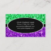 Glitz Mix Green Lila schwarz-ovale Visitenkarte (Rückseite)