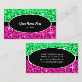 Glitz Mix Green Pink schwarz ovale Visitenkarte (Vorne/Hinten)